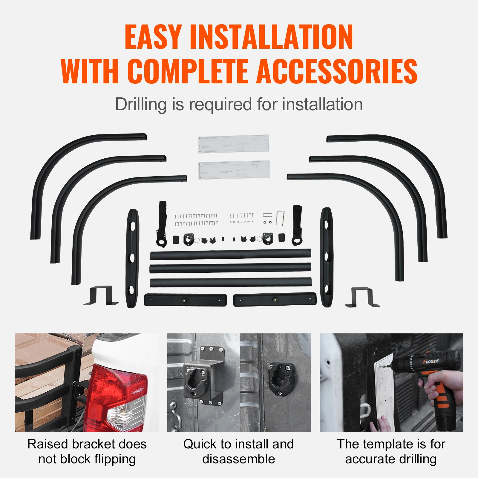 SucceBuy Truck Bed Extender Aluminum Retractable Tailgate Extender 51.6"-64"/55.5"-68" Adjustable Length Fits for Tacoma Ranger