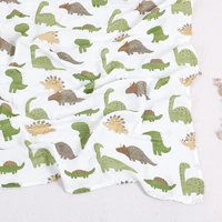 HappyFlute New Dinosaur Print Soft Bamboo Cotton Fabric 120*110CM Baby Wrap Newborn Multi-function Swaddle Sleeping Blanket 1