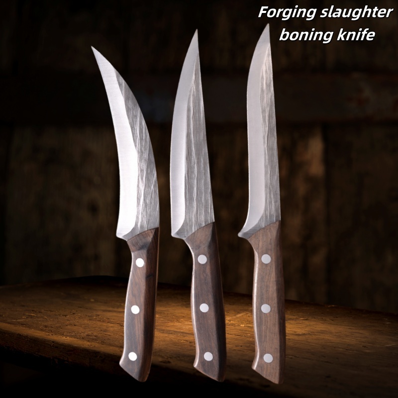 Forged Cleaver Kitchen Chef Knife High Carbon Clad Steel Meat Fish Fruit Vegetables Professional Butcher Boning Knife with Cover