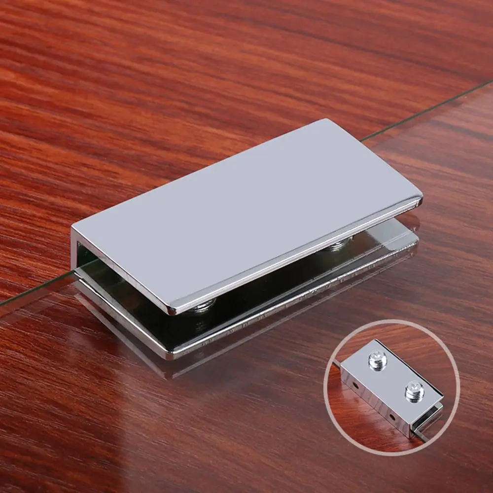 Thicken Glass Clamp lated Brackets Zinc Alloy Chrome Finish Shelf Holder Support Brackets Clips for 6-12mm Furniture Hardware
