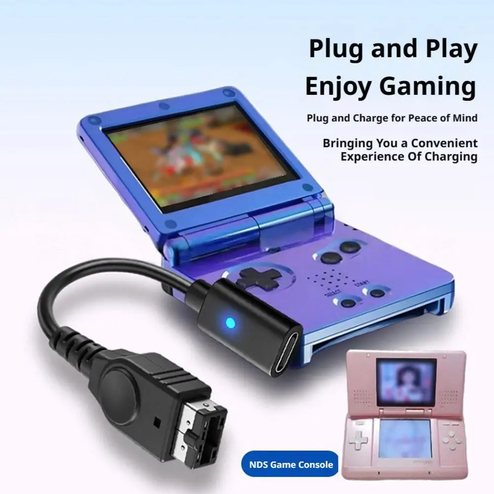 USB Type-C 충전 케이블 USB-C 암형-GBA SP 어댑터(LED 표시등 포함) NDS 및 게임보이 어드밴스 SP 콘솔용