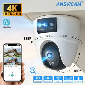 8MP 4K PTZ Security Camera with AI Human Detection - Dual-Lens Dual-Screen Outdoor WiFi IP Cam for Wireless CCTV Surveillance 1