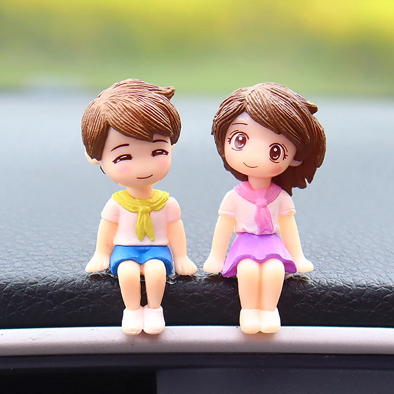 2 Coppie Ornamenti Auto Cartoni Animati - Statuine Resina Coppia Che Si Bacia, Decorazioni Carine - Foto 10