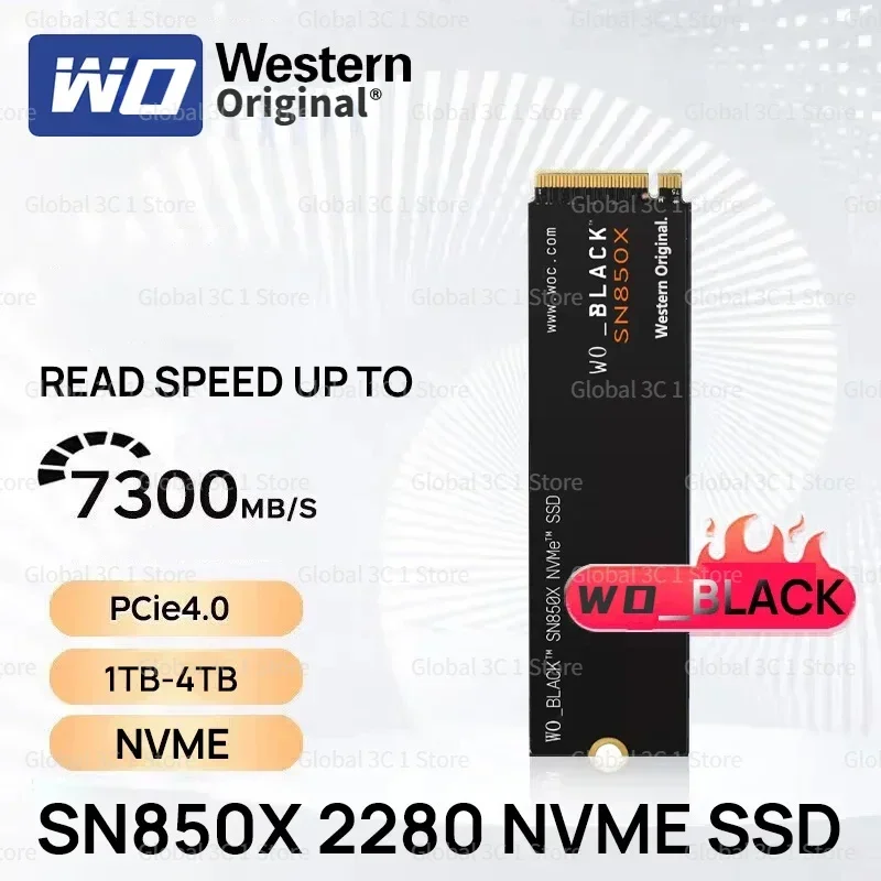 

Western Original SN850X BLACK SSD M.2 NVMe PCIe 4.0 Read Up to 7300MB/s 2280 SSD for Gaming Computer Laptop Mini PC Notebook