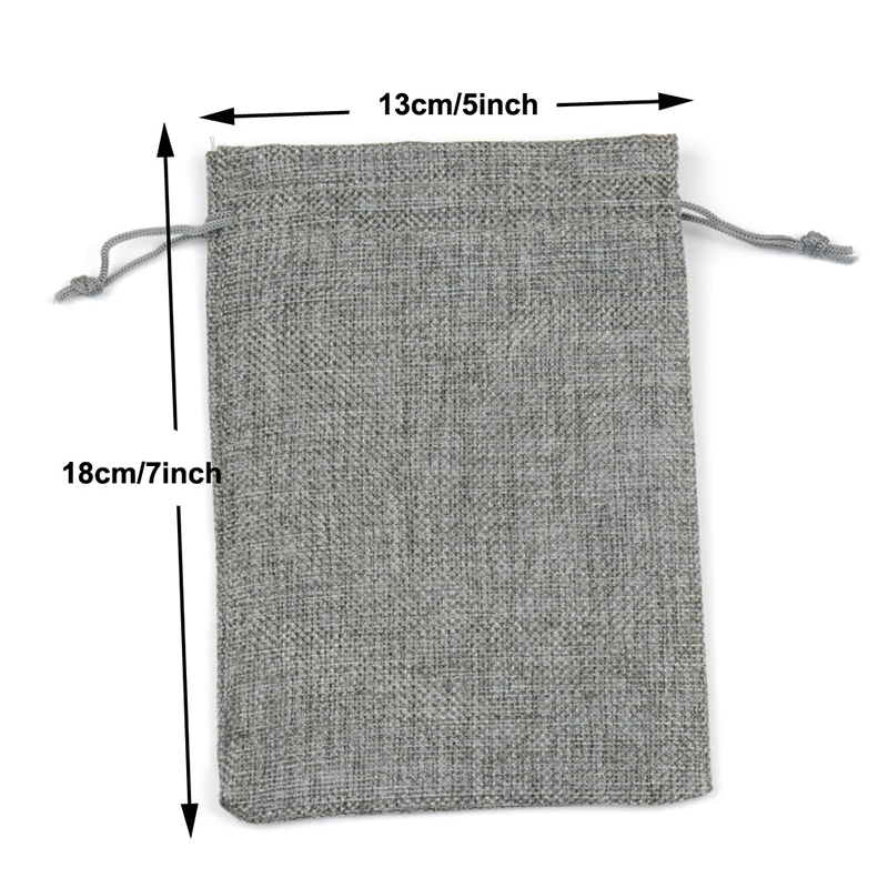 50 Pcs/lot Drawstring Linen Bags 7x9 9x12 10x14 13x18cm Wedding Party Christmas Gift Packaging Jewelry Pouches Customized Logo