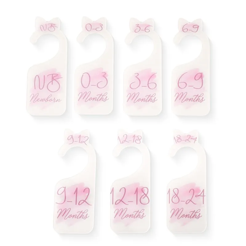 Lot De 16 Séparateurs De Garde-robe En Bois Pour Bébé - 2 Motifs (feuille Verte Et Fleur), Tailles De 0 à 24 Mois