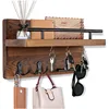Wooden Wall  with Shelf Home Key Decor for Entryway Hallway Key Holder with 5 Hooks Mail Organizer 1