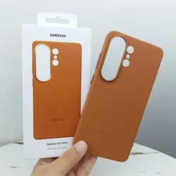 Luxury Leather Shockproof Phone Case - Full Protective Shell with Box - S26 Ultra (Brown)