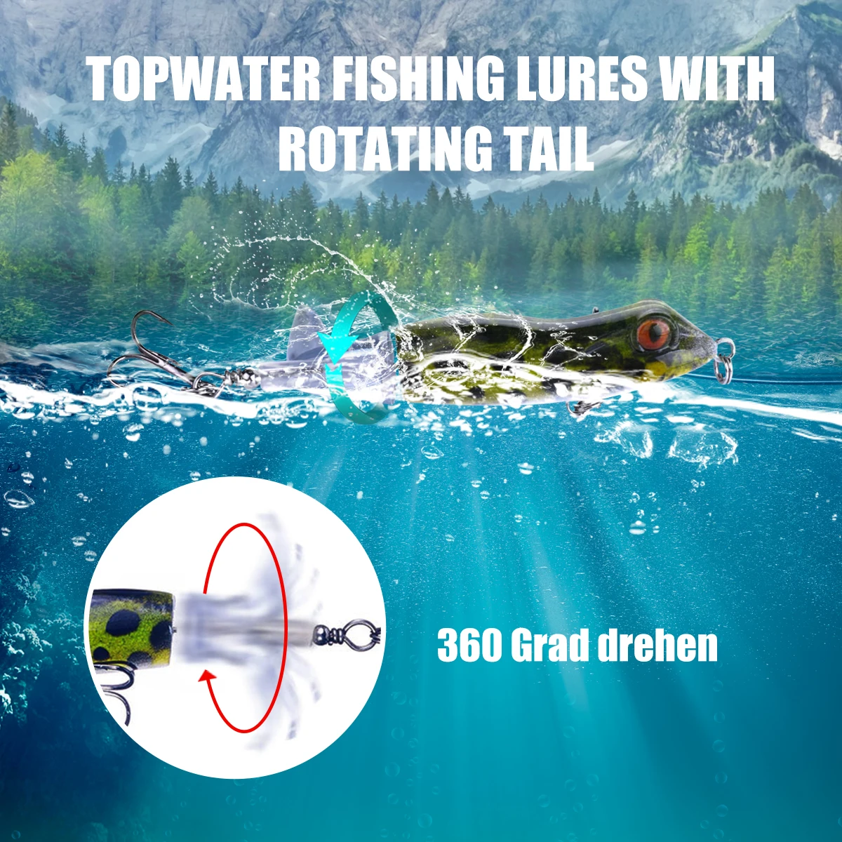 Popper Propeller Topwater Fishing Lures Artificial Bait Hard Crankbait Wobbler Rotating Tail Fishing Tackle - 3