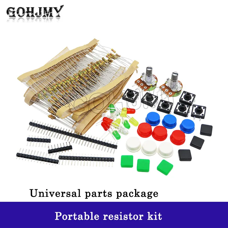 Pratico Kit Resistore Portatile Per Arduino Starter Kit Uno R3 Led Potenziometro Tact Switch Pin Header