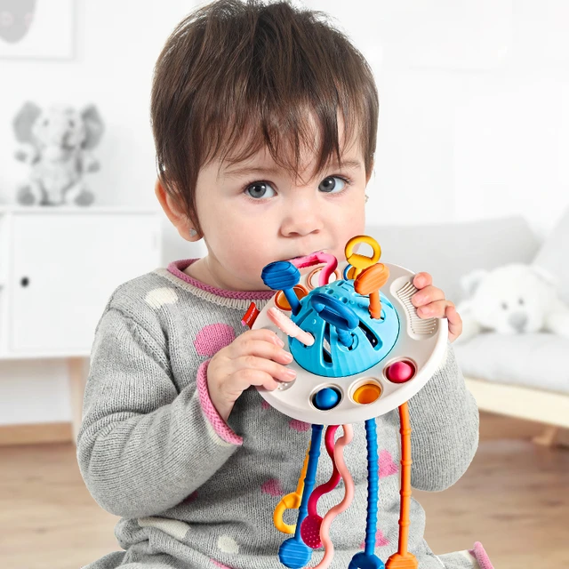 Juguetes sensoriales Montessori para bebés cuerda tracción silicona  desarrollo habilidades motoras 0 a 6 meses juguete educativo para bebés de  1 a 3 años - AliExpress