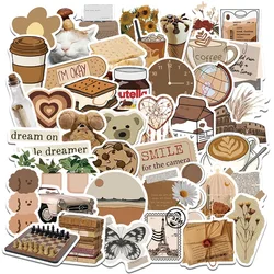 Vintage Brown Aesthetic PVC Stickers Set - Stationery and Scrapbooking Decor Supplies (30PCS)