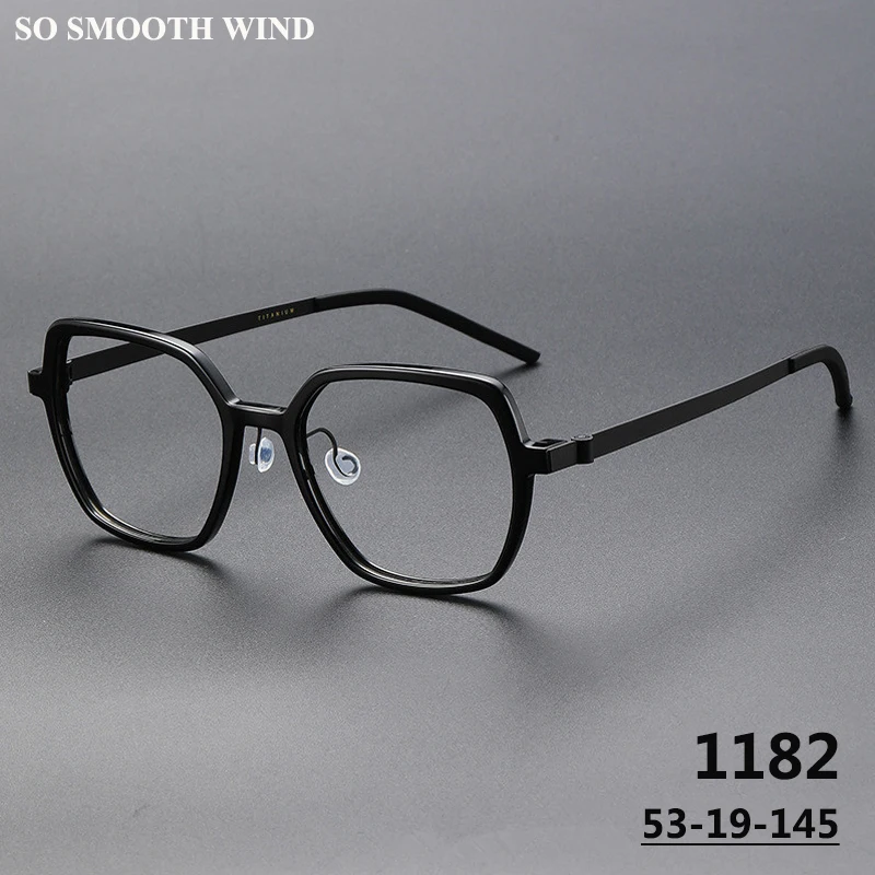 

Denmark Brand Acetate Screwless Glasses Frame 1182 Men Women Polygon Optical Prescription Eyeglasses Myopia Large Face Spectacle