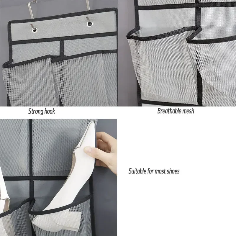 Hanging shoe rack organizer Over the Door Shoe Organizer 12/14 Large Breathable Mesh Pockets slippers organizer shoe storage 5