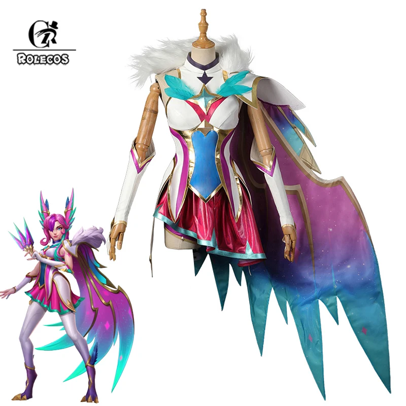 

ROLECOS Game LOL Star Guardian Xayah Cosplay Costume Xayah Women Cosplay Dress with Cloak Halloween Carnival Suit New Skin