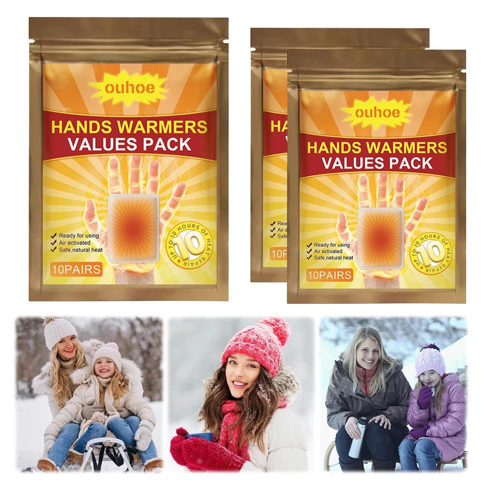 Description Picture 4 of item100-20pcs Disposable Hand Warmer Self-Adhesive Hand Heating Pad Long Lasting Winter Warm Paste Stick Winter Warm Supplies