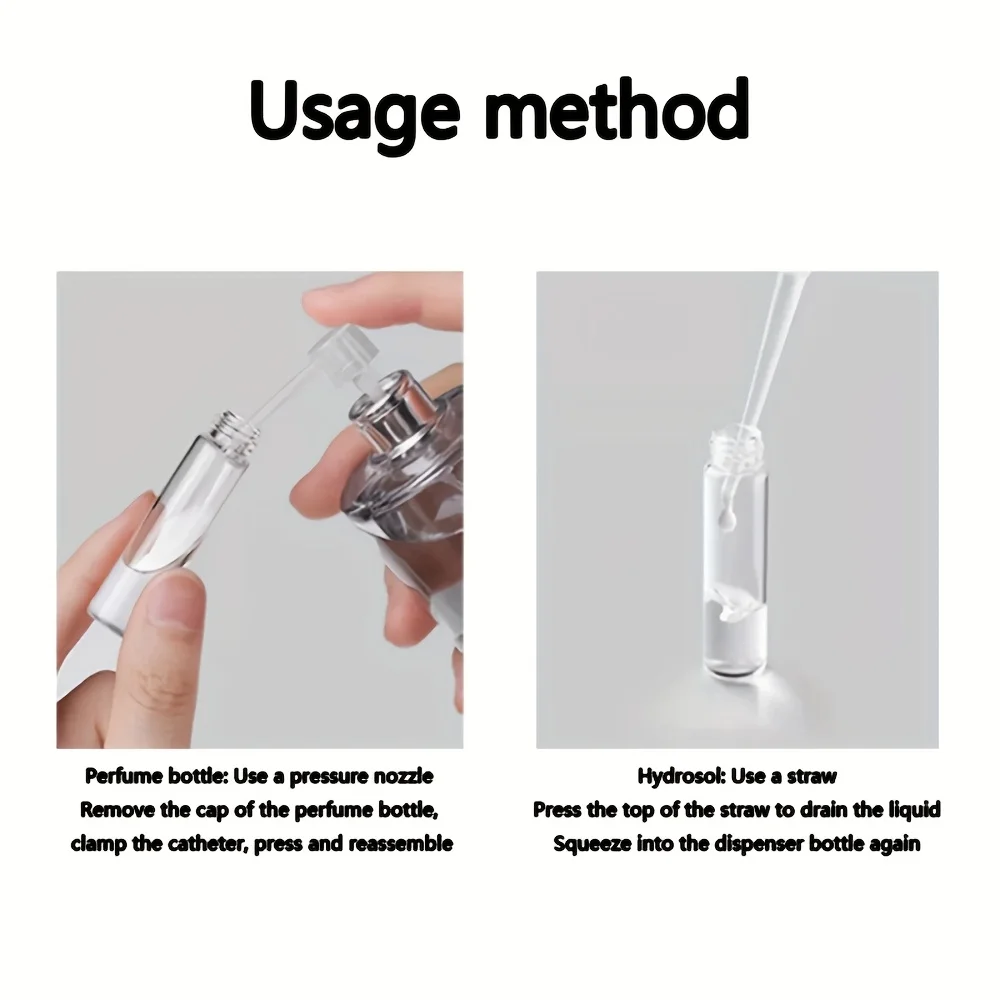 50pcs 4 Accessories 10ML Refillable Glass Spray Bottle 50 Spray Bottles 1 Dropper 1 Funnel Dispenser Divan Syringe