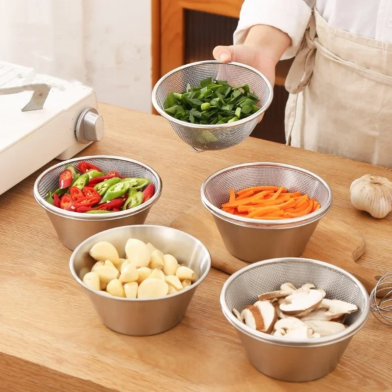 Stainless Steel Kitchen Drain Basket Set for Fruits and Vegetables