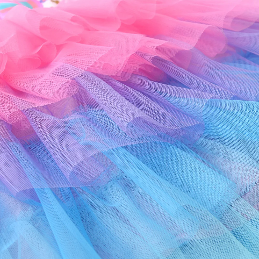 VIKITA Girls Butterfly Princess Party Tutu Dress Kids Long Sleeve Autumn Spring Layered Mesh Colorful Dresses