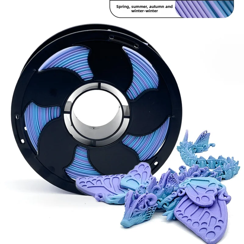 무광 무지개색 PLA 3D 프린터 필라멘트, 1.75mm, 1KG 스풀