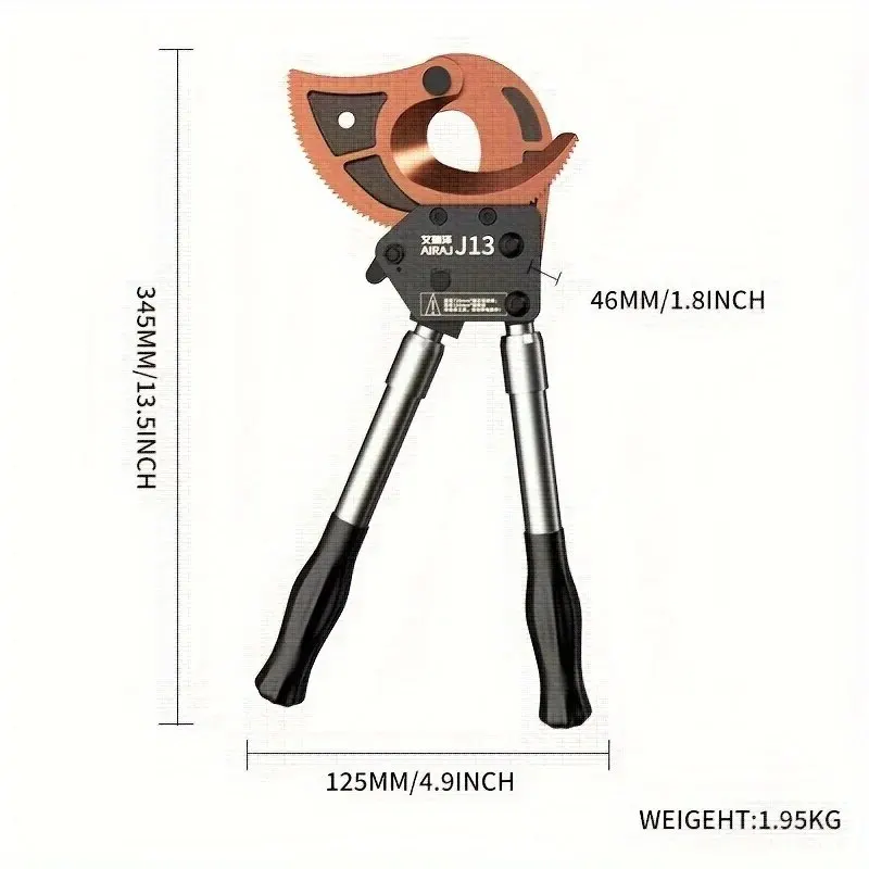 1pc Ratchet Cable Cutter Portable Ratcheting Wire Cutting Tool Cutting Below 300mm² Lightweight Cutting Hand Tool With Anti-Slip 3