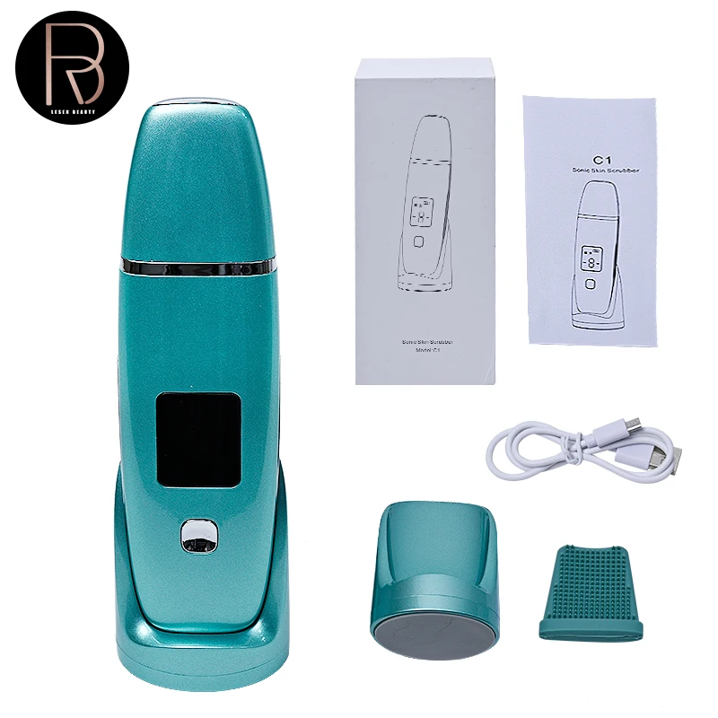 Lesen Ultrasonic Skin Scrubber Lift Machine LCD Digital Deep Face Cleaning Peeling Ultrasound Face Spatula for Blackhead Remover