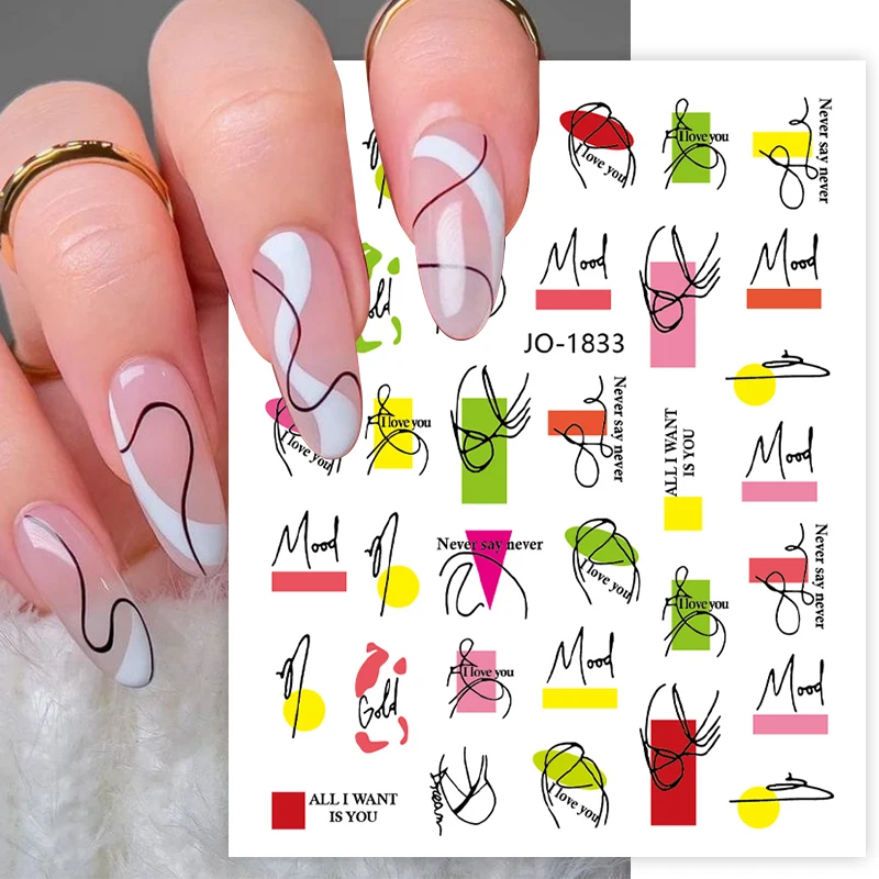 Colorful Bronzing Striped Nail Art Decals 3D Nail Stickers image 12
