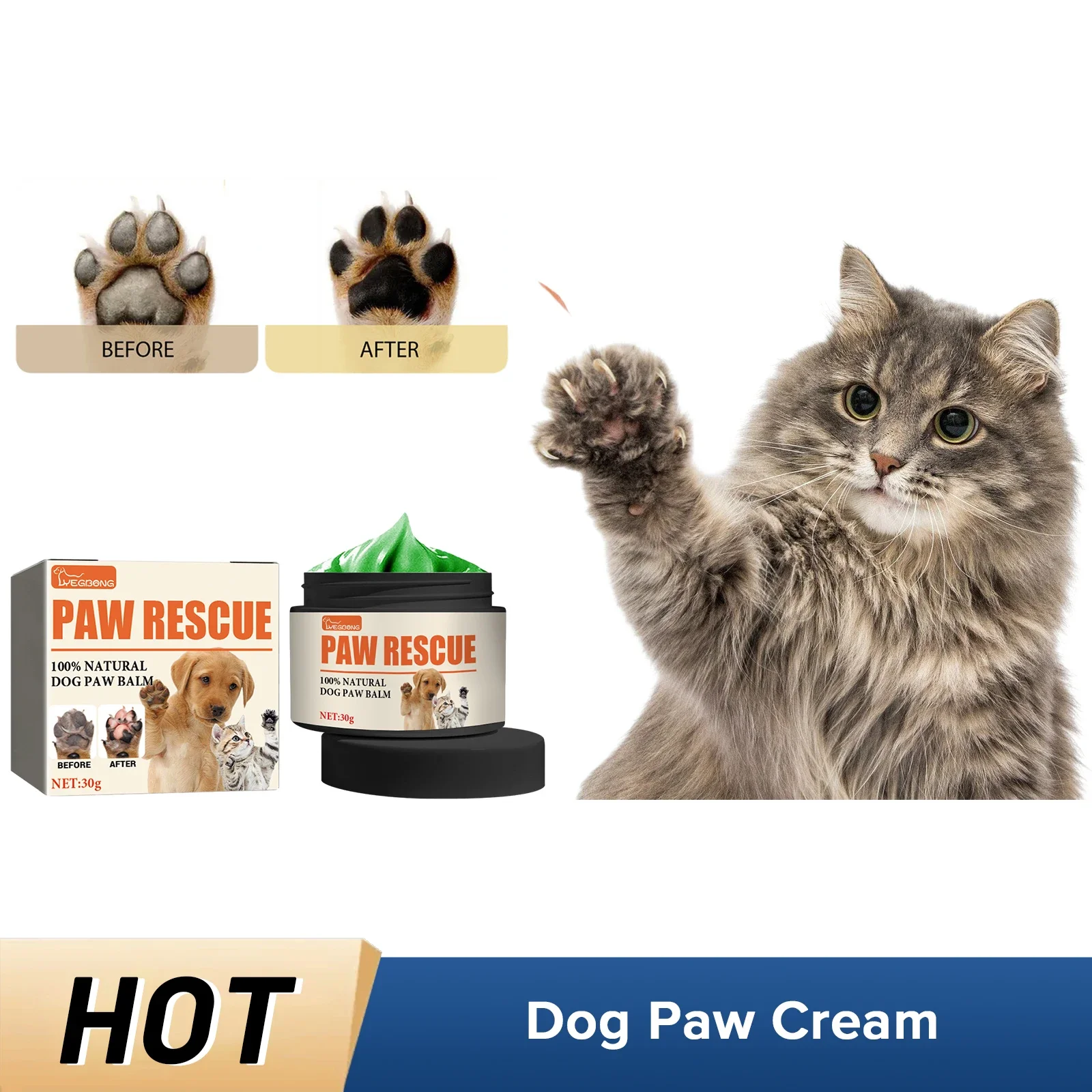 DogPawCreamPuppyFootMoisturizerSoftenPawDryCrackedButter