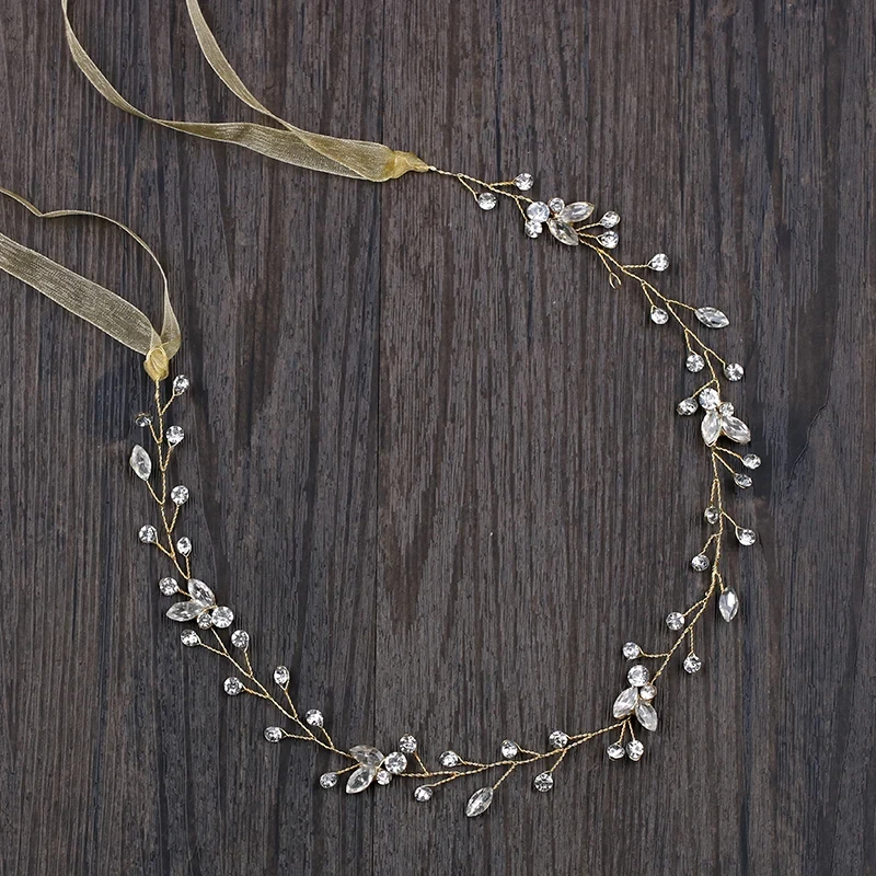 Vintage Gold Silver Color Headbands For Wedding Women Bride Crystal Tiara Hairbands Handmade Hair Jewelry Party Hair Accessories