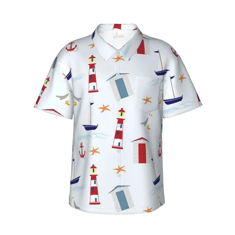 thumbnail image 1 of Camisas hawaianas de moda para hombres, camisas de manga corta con estampado de anclas y hongos, lindas camisetas de dibujos animados para niños, camisas de playa para vacaciones de verano para mujere, 1 of 5