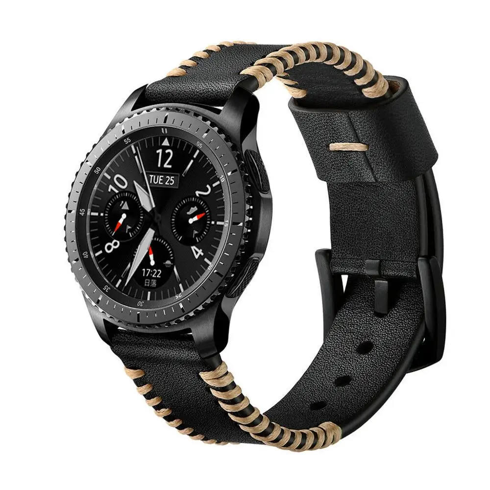 22mm Leather Strap For Samsung Galaxy Watch 3 Gear S3 Huawei Watch 3/GT3 Double Line Bracelet Wristband For Amazfit GTR/Stratos