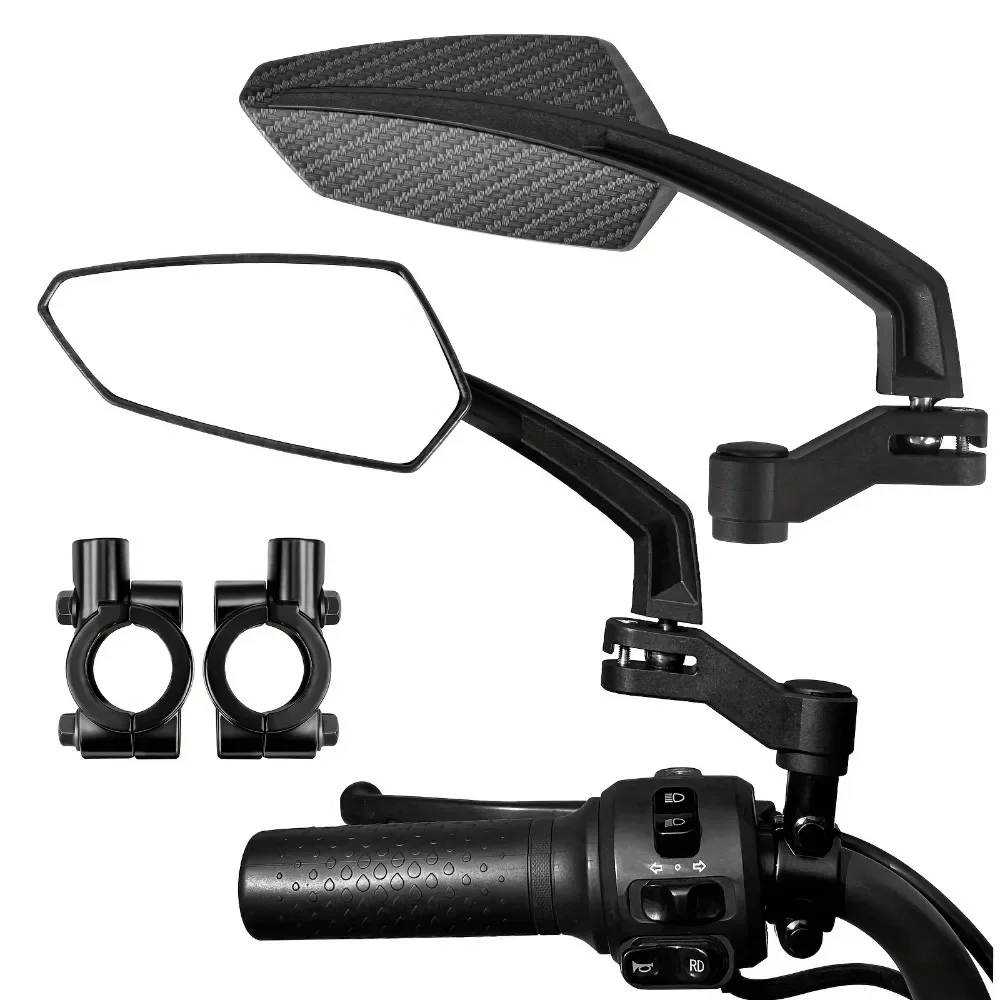 360° Rotatable Wide Angle Bike Rear View Mirror Universal Handlebar Safety Glass for Bicycles E-bikes