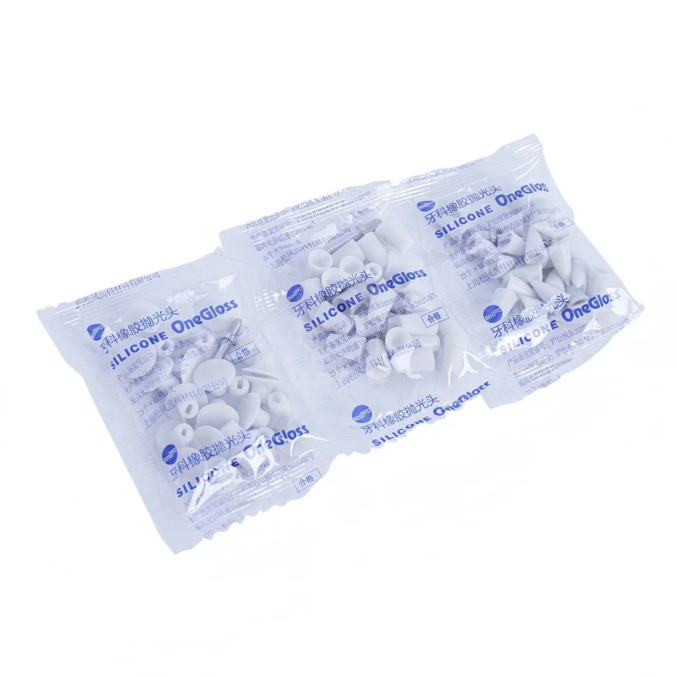 SHOFU OneGloss Kit de Pulido Dental de Silicona al por Mayor, 75 Piezas, Puntas de Acabado, Copas Midi, Formas IC, 3 Mandriles CA, Suministro Clínico