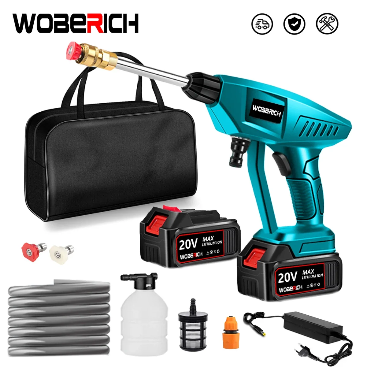 Cordless High Pressure Car Wash Water Spay Gun Portable Washer Rechargeable Mini Washing With Toolbag for Makita 18V Battery 10pcs with fly case wireless battery led flat par 12 18w rgbwauv 6in1 battery rechargeable led upward par can stage wash light