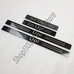 Volkswagen UP! Stainless Steel Door Sill Scuff Guard - Premium Car Styling Accessory (Black carbon fiber)