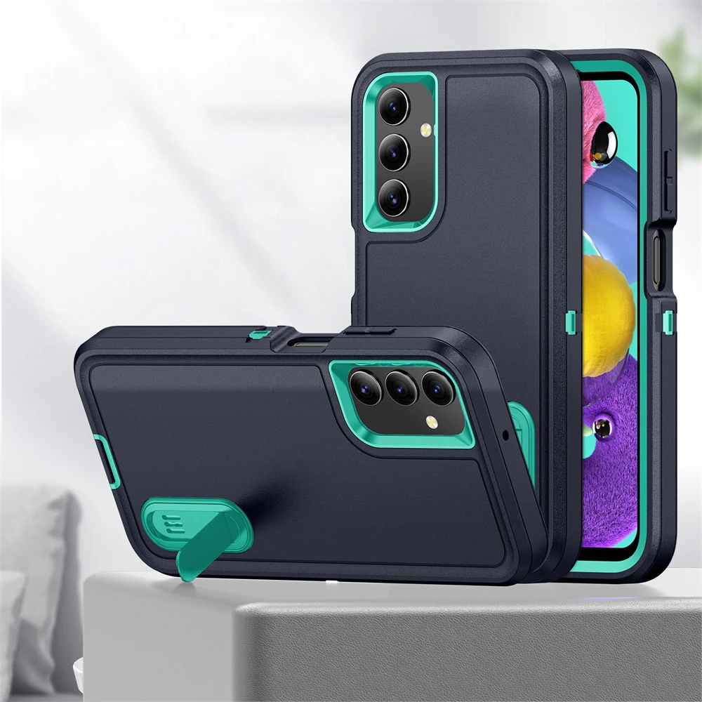3-in-1 Hybrid Shockproof Armor Case with Matte Folding Stand Cover