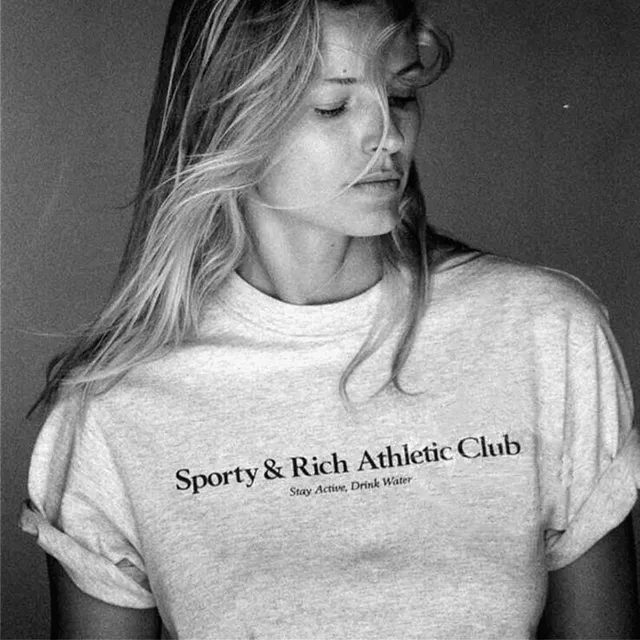 스포츠 Make You 건강 글자 인쇄 아메리칸 빈티지 스타일 회색 티셔츠 여름 시즌을 위한 캐쥬얼 아이템