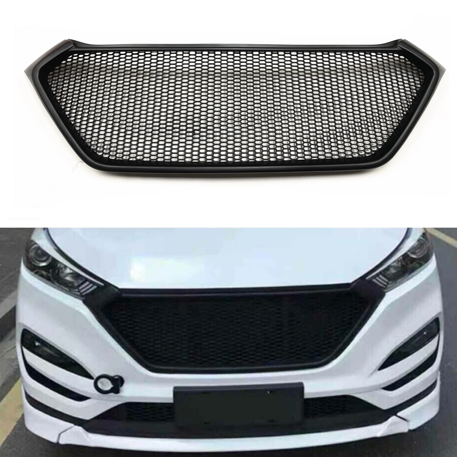 Fiberglass Racing Grills For Hyundai Tucson 2016 2018 Matte Black Front