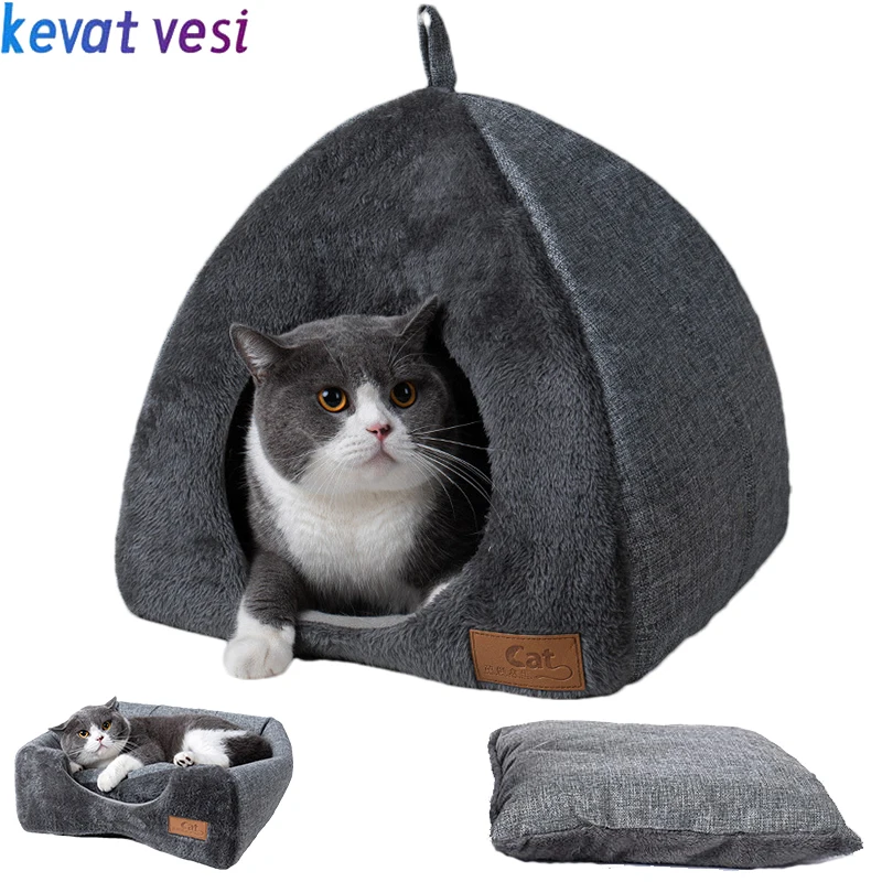 

Winter Warm Cat Bed Comfortable Foldable Cat's House Plush Pet Soft Bed Sofa for Small Medium Dogs Cats Puppy Sleep Cushion Nest