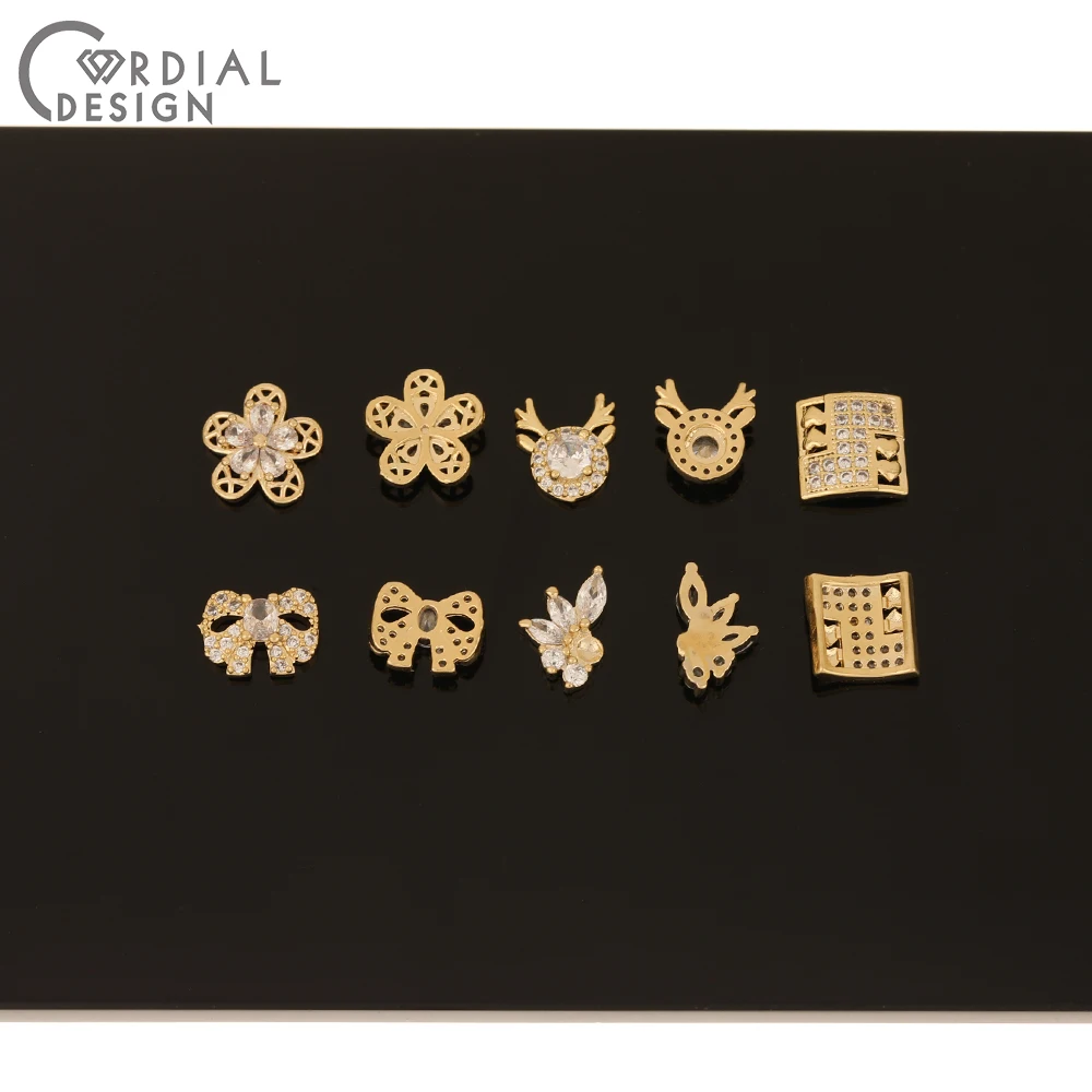 Cordial Design 50Pcs DIY Fingernail Accessories/Cubic Zircon/Multi Shapes/Genuine Gold Plating/Jewelry Findings & Components - cordial