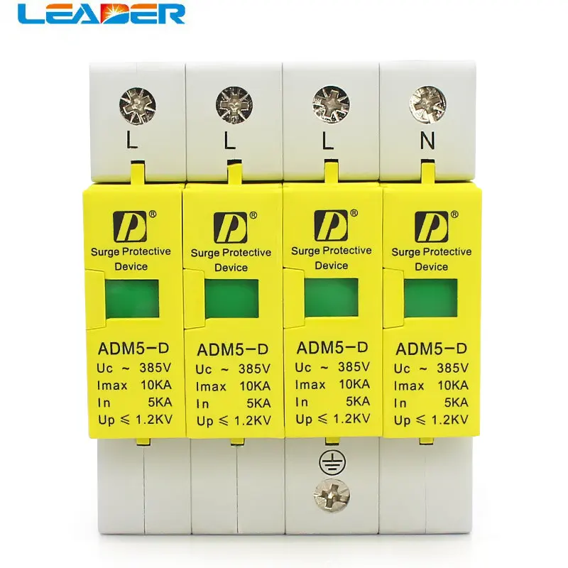 

LEADER SOLAR 1 Piece SPD 4P 20KA 110V 220V 380V AC Din Rail SPD Anti-Lightning Voltage Surge Protector Device