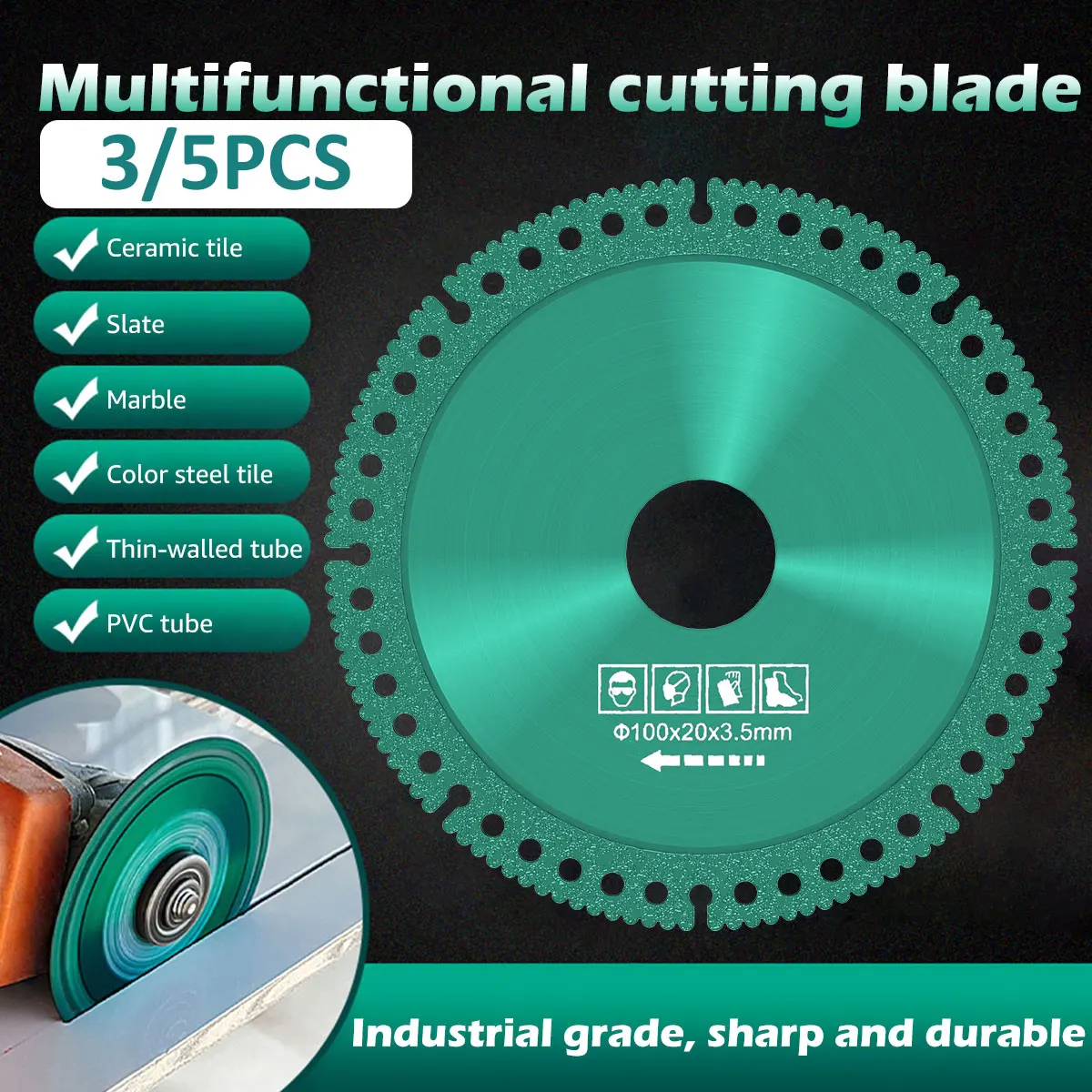 

3/5Pcs Cutting Saw Blade 100mm Diamond Saw Blade Wear-Resistant Diamond Metal Cutting Blade Multifunctional Circular Saw Blade