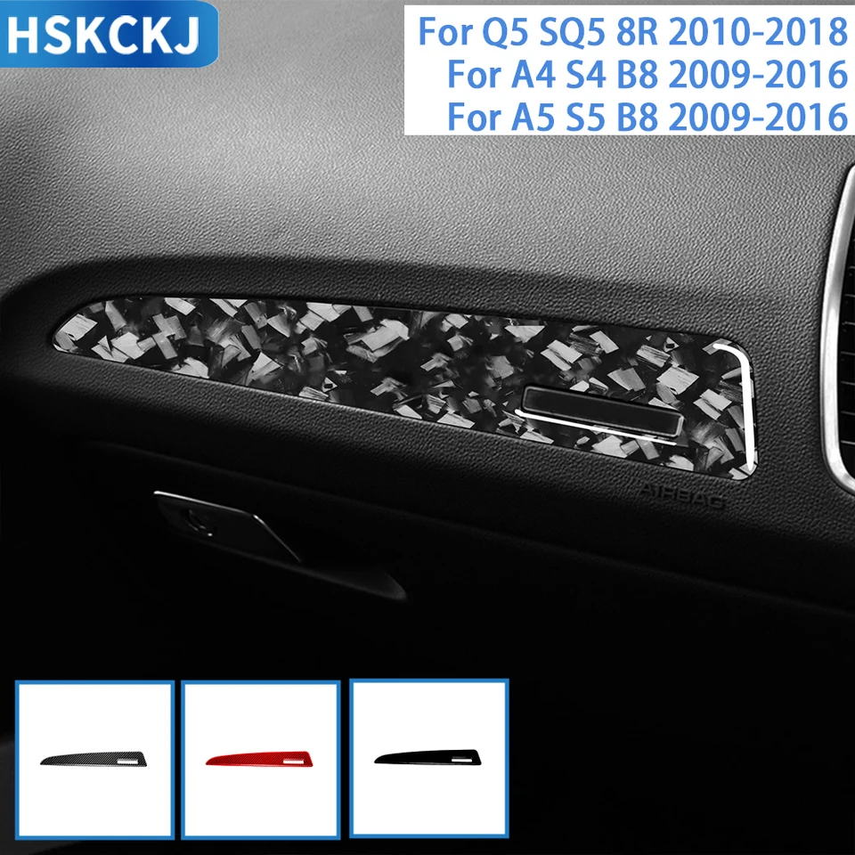 Real Carbon Fiber Center Console Multimedia Display Frame Sticker Cover Interior Trim Decal Compatible With Audi 8R SQ5 2014-2017 / Q5 2009 2010 2011 2012 2013 2014 2015 2016 2017 Accessories Red - A