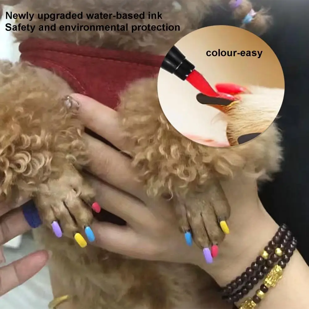 12 Bright Colors Pet Nail Art Pen 12-color Pet Nail Art Pen Set for Grooming Quick Dry Dog Polish Pens for Puppy Small
