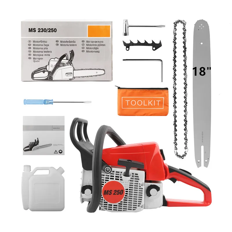 Ms250 45CC Gas Chainsaw 18-Inch Bar Professional Petrol Chainsaw For Firewood Cu