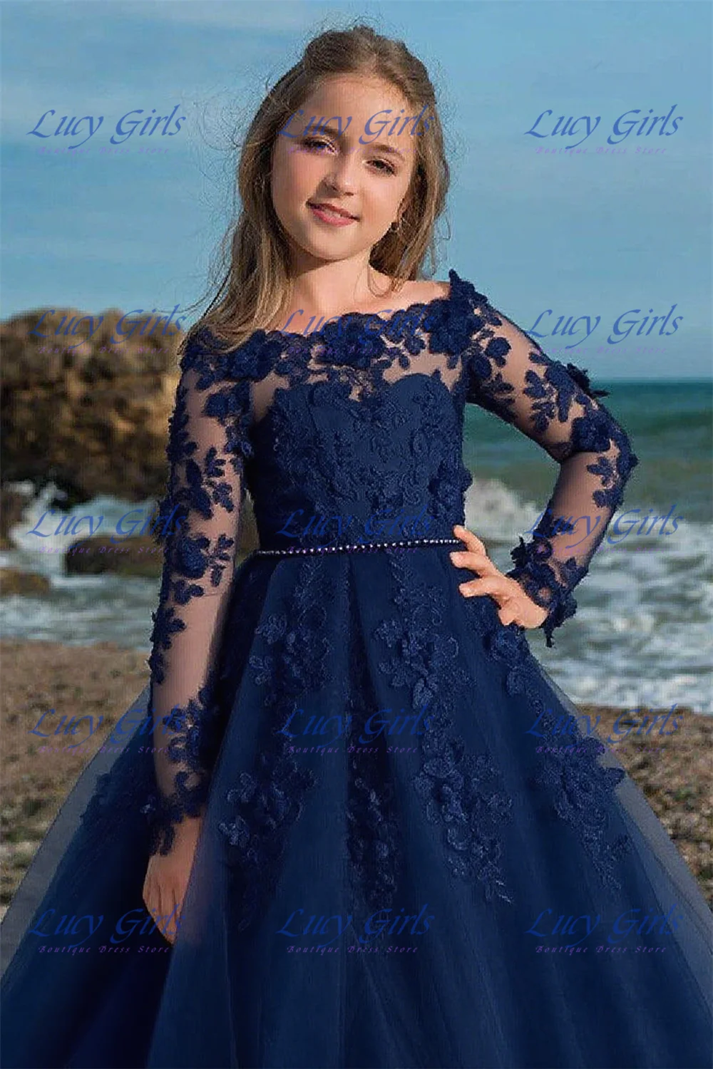 WOCINL - Abito da Ballo in Pizzo Ricamato con Fiocco, per Principessa, Matrimonio, Compleanno, Comunione, Ballo, Ballo # Rosa polverosa # 24 Mesi