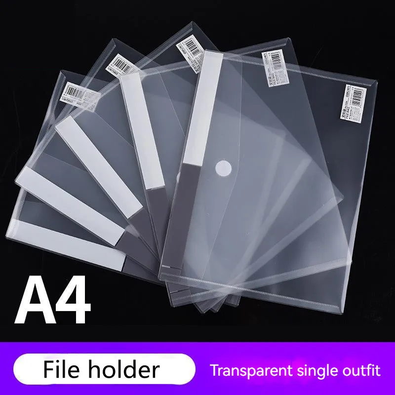 

12-24pcs A4 Transparent File Bag 5504 File Holder Pocket Horizontal Button Pocket Waterproof School Office Supplies Pencil Case