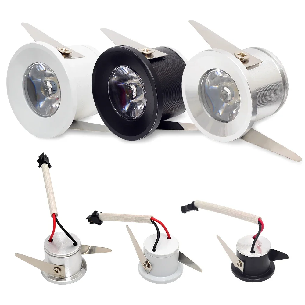 

100PCS 1W Mini Led Ceiling Down Lights LED Spotlights Embedded Lamp Bulbs for Cabinet Counter Showcase AC85-265V