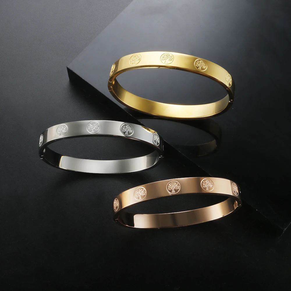 Sculpture Life Tree Charm Bracelet Cuff Bangle for Women Men