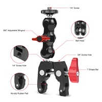 Super Clamp Camera Clamp Mount Monitor 360° Ballhead Magic Arm Double Ball Head Adapter for DSLR Camera/Gopro/LED Lights/phone - Image 2